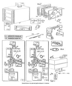Fuel Tanks, Carburetor, A/C Diagram and Parts List for 130702-7002-XX  Briggs and Stratton Engine